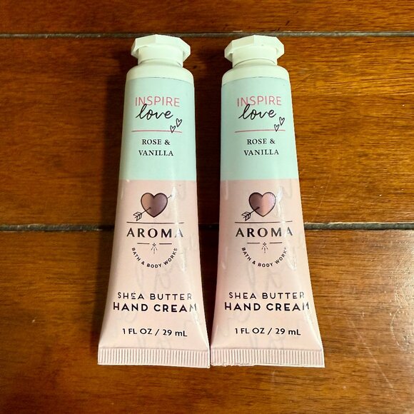 NEW 2-Pc INSPIRE LOVE ROSE & VANILLA Shea Butter Hand Cream by BBW - Picture 3 of 3